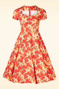 Topvintage Boutique Collection - Topvintage exclusiv ~ Joliena Herbst Floral Swingkleid in Rostorange 5