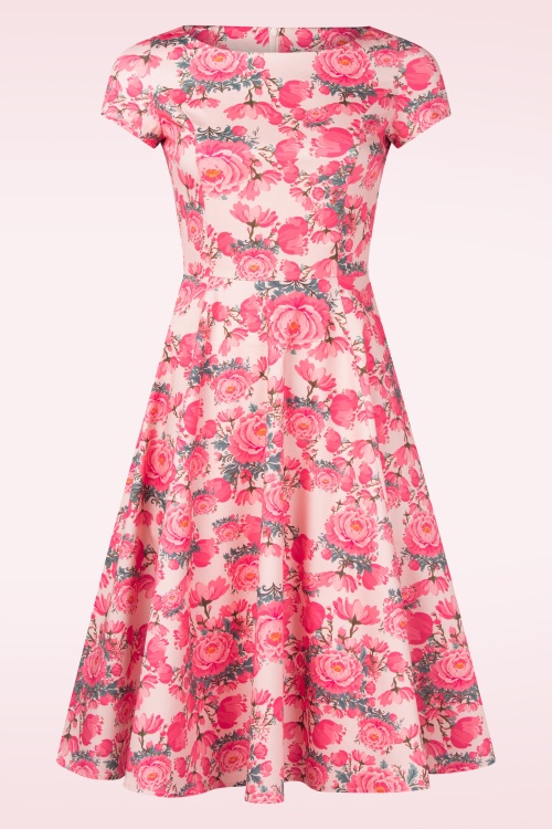 Topvintage Boutique Collection - Adriana Floral Swingkleid in Pink