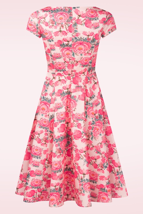 Topvintage Boutique Collection - Adriana Floral Swingkleid in Pink 7