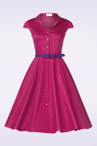 Topvintage Boutique Collection - Topvintage exclusive ~ Angie Polkadot Swing Dress in Bordeaux 5