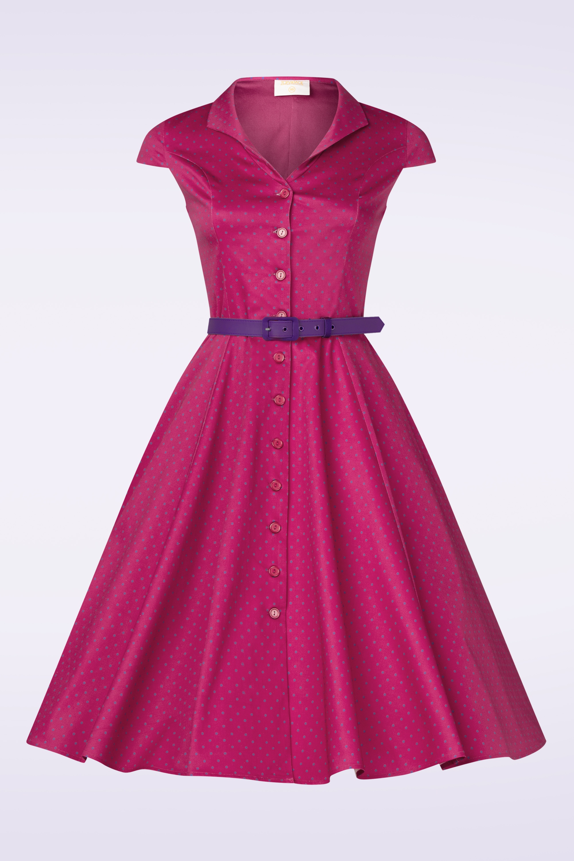 Topvintage Boutique Collection - Topvintage exclusive ~ Angie Polkadot Swing Dress in Bordeaux 5