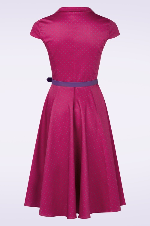 Topvintage Boutique Collection - Topvintage exclusive ~ Angie Polkadot Swing Dress in Bordeaux 6