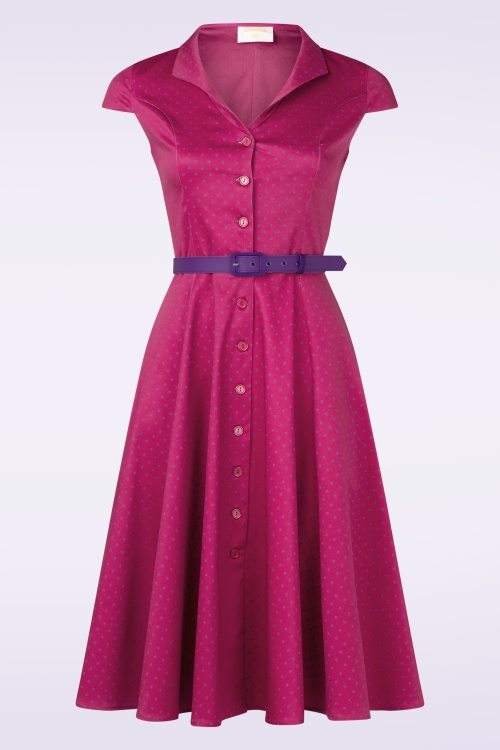 Topvintage Boutique Collection - Topvintage exklusiv ~ Angie Polka Dot Swingkleid in Bordeaux