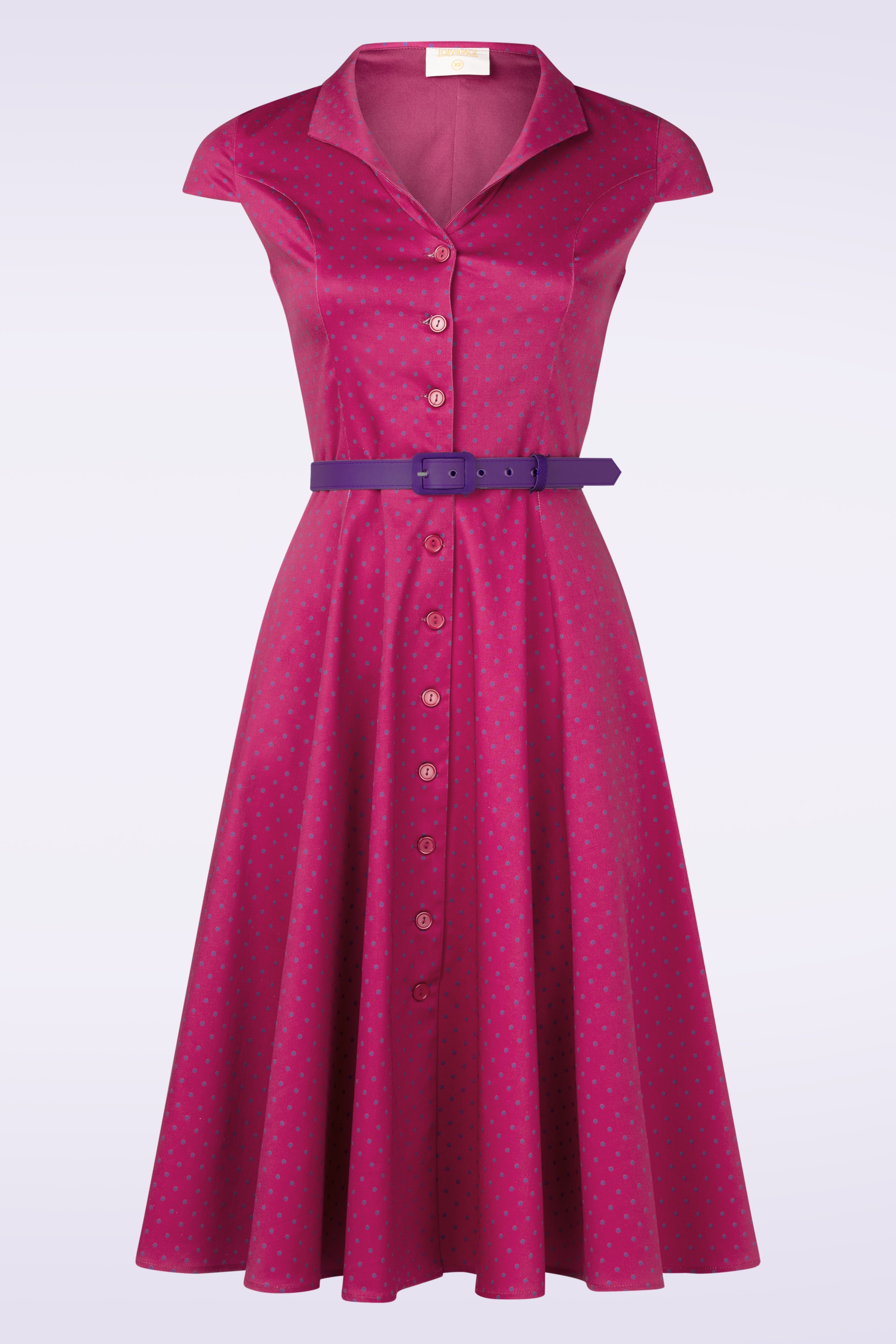 Topvintage Boutique Collection - Topvintage exclusive ~ Angie Polkadot Swing Dress in Bordeaux 2