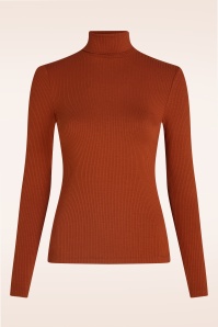 King Louie - Rollkragen Uni Rippen Top in Spicy Braun. 2