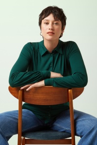 King Louie - Carina EcoVero Bluse in Botanical Green.