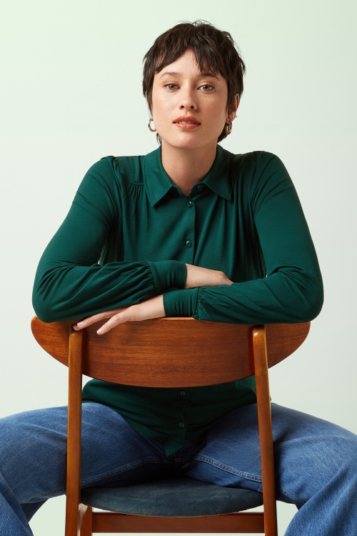 King Louie - Carina EcoVero blouse in botanisch groen