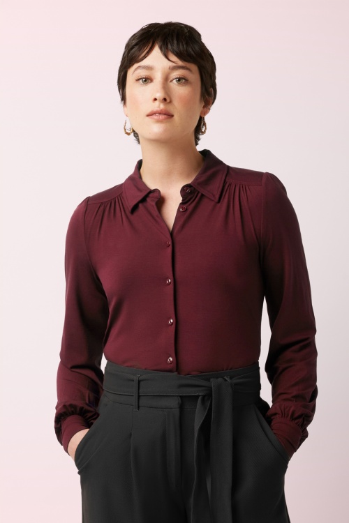 King Louie - Carina EcoVero blouse in rabarber rood