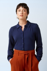King Louie - Carina EcoVero blouse in rhodoniet blauw