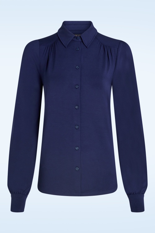 King Louie - Carina EcoVero blouse in rhodoniet blauw 2