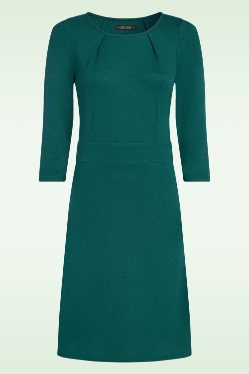 King Louie - Mona Milano Crêpe Kleid in Spruced Grün. 2