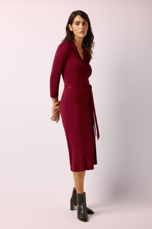 King Louie - Lola Milano Crepe jurk in cabernet rood