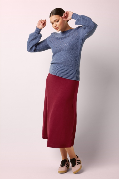 King Louie - Juno Milano crepe midi rok in cabernet rood 2