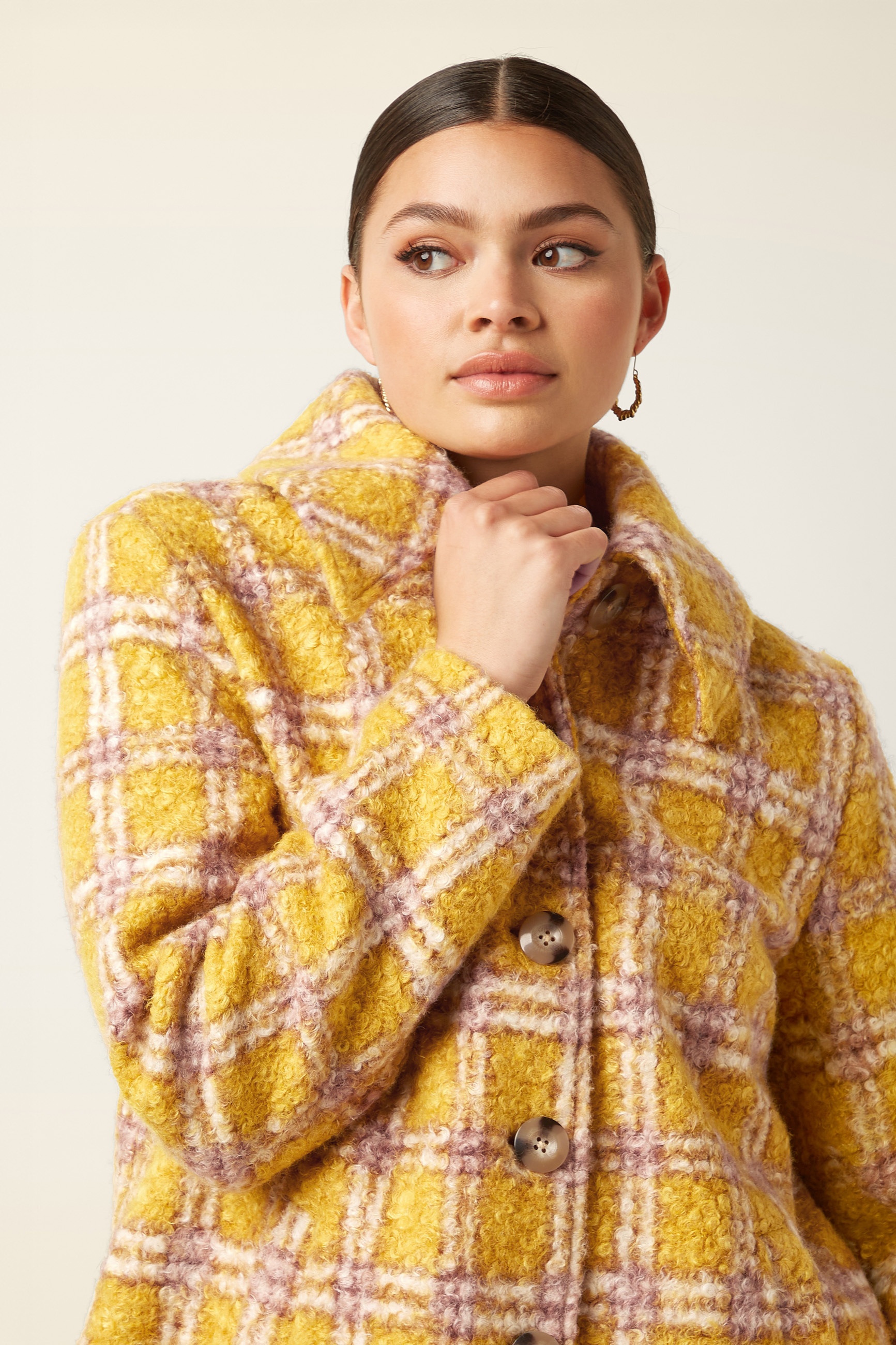 King Louie - Manteau à carreaux Anais Mercury en jaune toscan 2