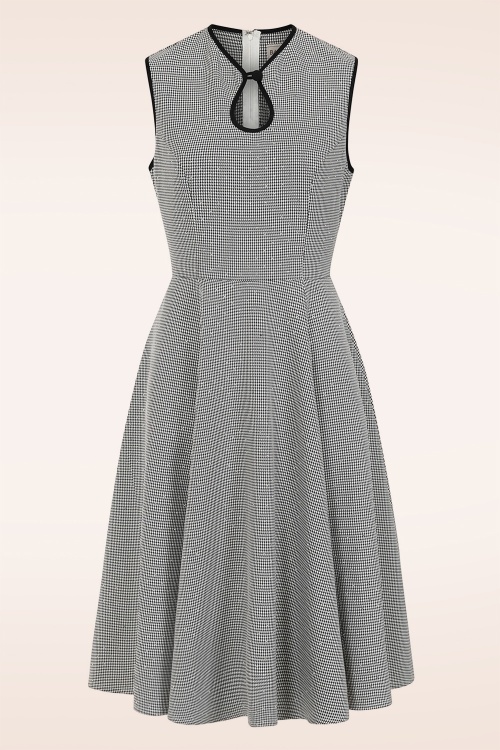 Banned Retro - Norah pied de poule swing jurk in zwart en wit