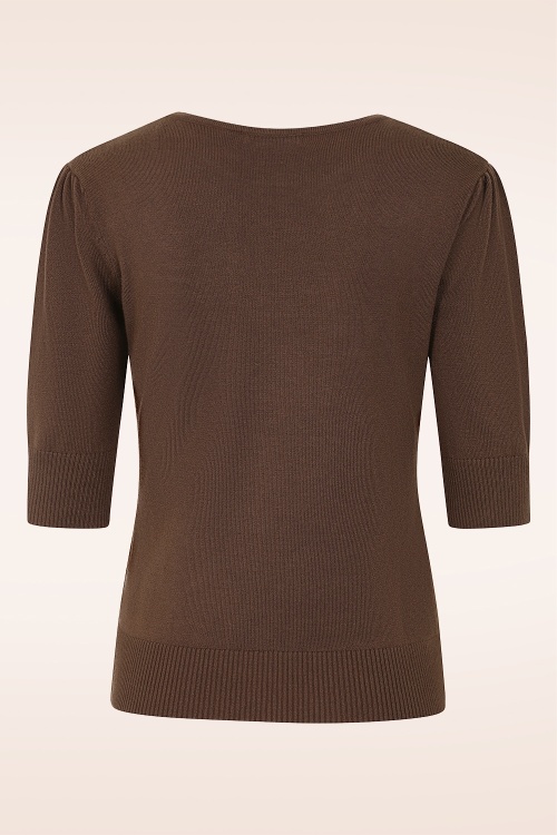 Banned Retro - Kim gebreide sweater in bruin 2