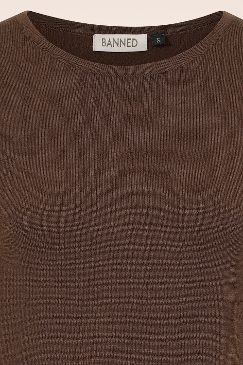 Banned Retro - Kim gebreide sweater in bruin 2