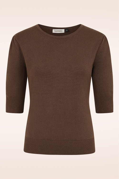 Banned Retro - Kim gebreide sweater in bruin
