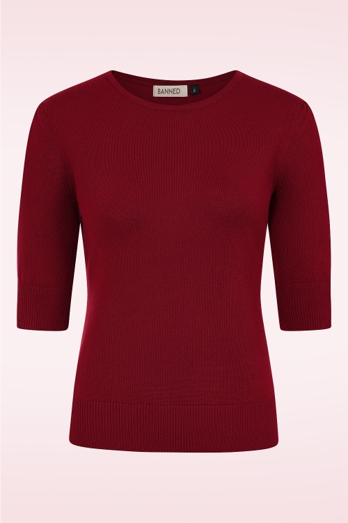 Banned Retro - Kim gebreide sweater in bordeaux