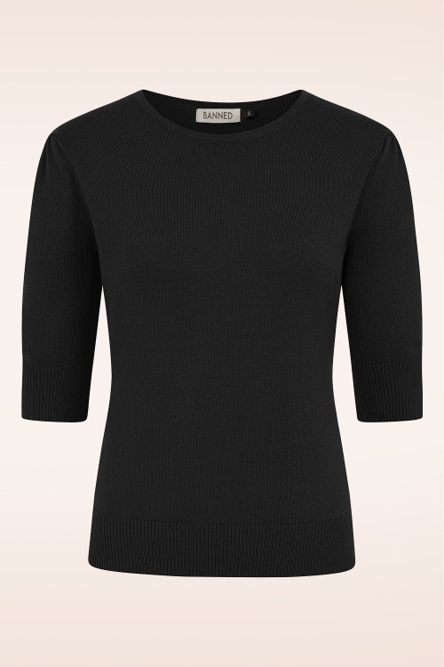 Banned Retro - Kim gebreide sweater in zwart