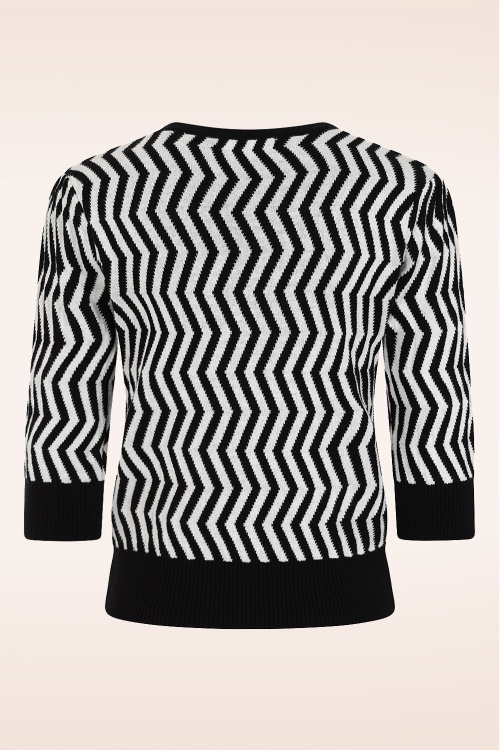 Banned Retro - Kayley gebreide sweater in zwart en wit 2