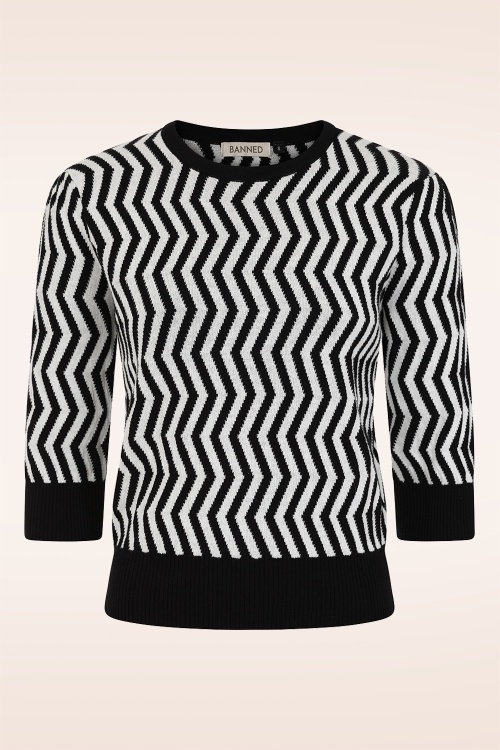 Banned Retro - Kayley gebreide sweater in zwart en wit