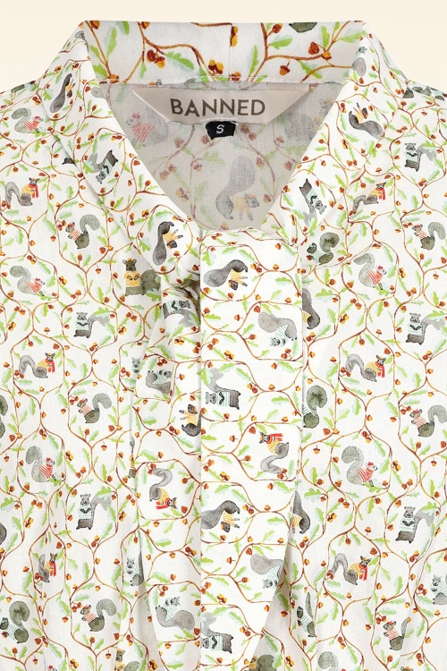 Banned Retro - Squirrel blouse in wit 2