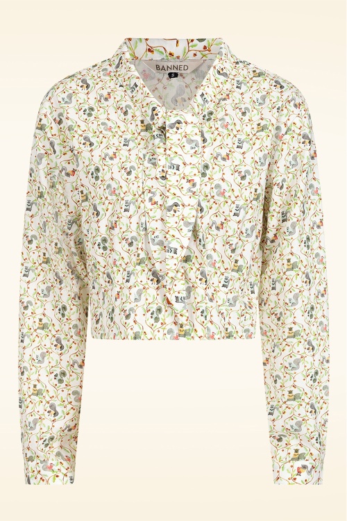Banned Retro - Squirrel blouse in wit