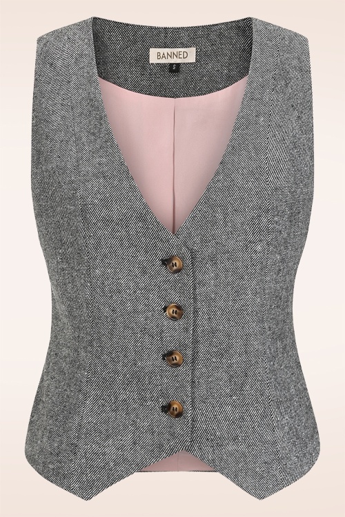 Banned Retro - Josie gilet in grijs