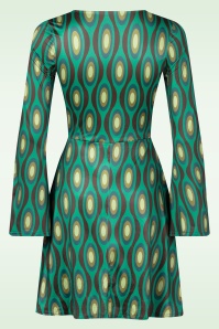 Vintage Chic for Topvintage - Poppy jurk met geometrische print in turquoise  3