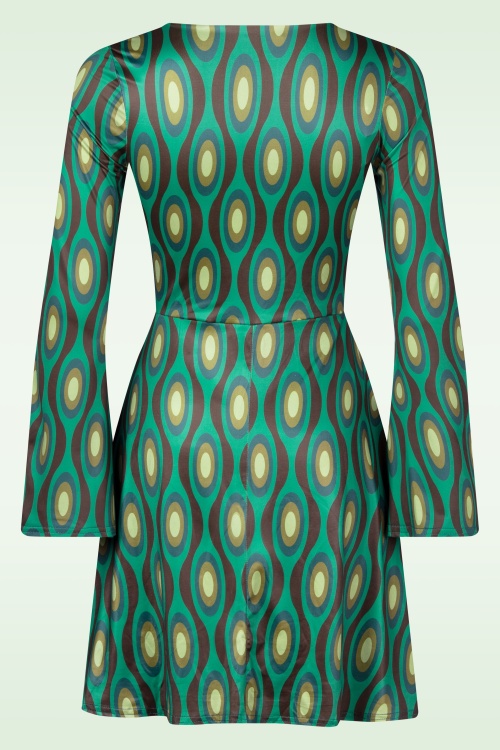 Vintage Chic for Topvintage - Poppy jurk met geometrische print in turquoise  3