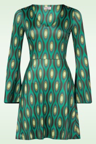 Vintage Chic for Topvintage - Poppy jurk met geometrische print in turquoise 