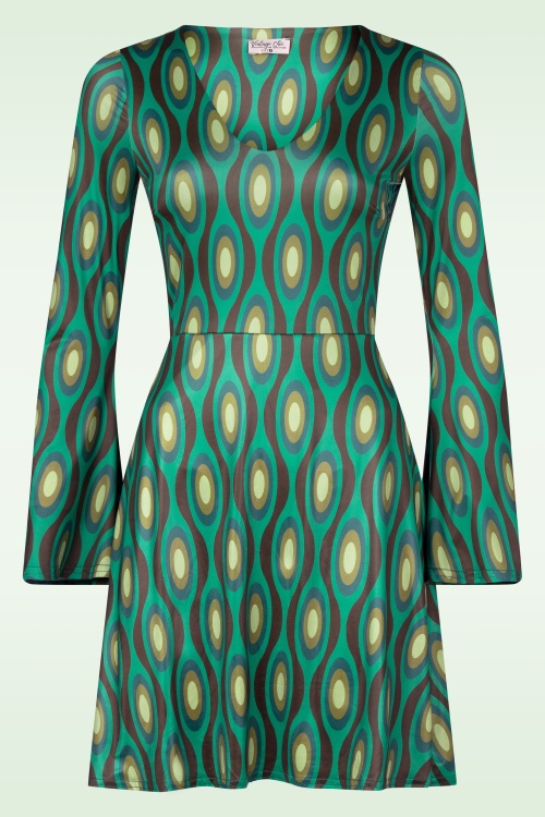 Vintage Chic for Topvintage - Robe motif géométrique Poppy en turquoise