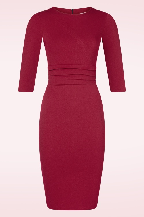 Vintage Chic for Topvintage - Robe crayon Evangeline en bordeaux