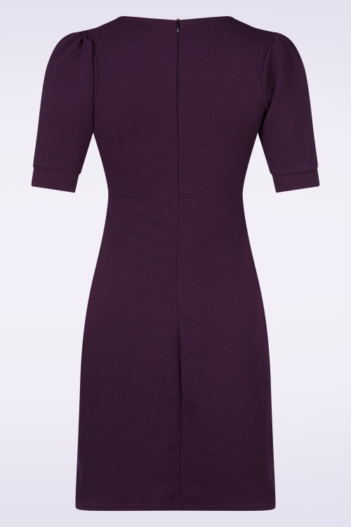 Vintage Chic for Topvintage - Aurora a-lijn jurk in aubergine 3