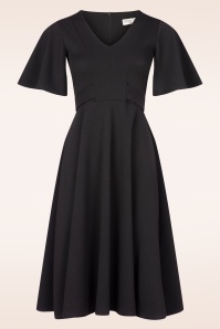 Vintage Chic for Topvintage - Brenda Schmetterlingsärmel Swingkleid in Schwarz