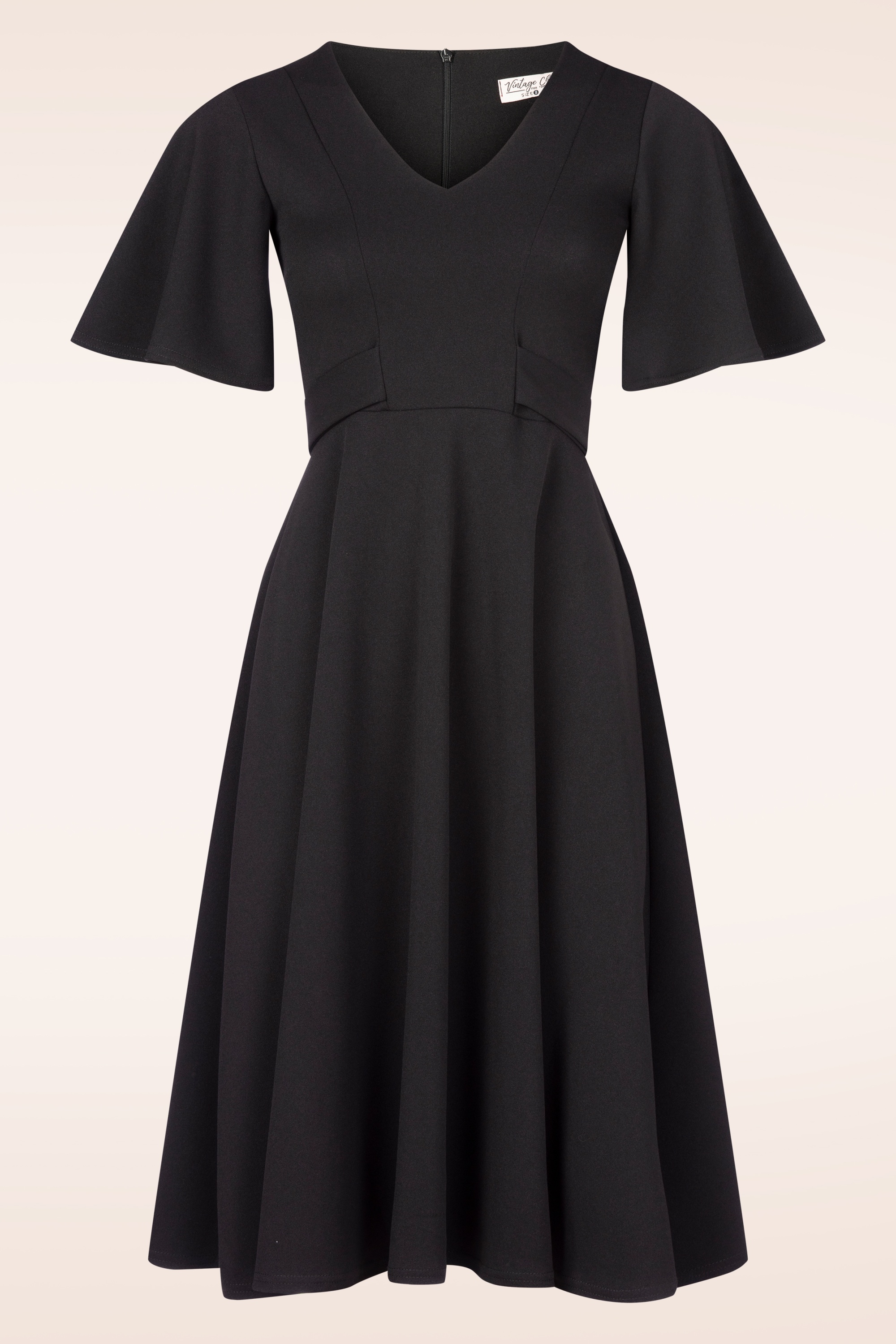 Vintage Chic for Topvintage - Brenda Schmetterlingsärmel Swingkleid in Schwarz