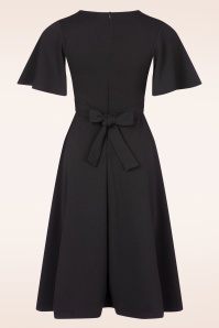 Vintage Chic for Topvintage - Brenda Schmetterlingsärmel Swingkleid in Schwarz 3