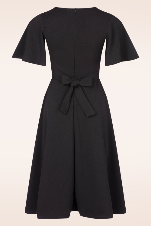 Vintage Chic for Topvintage - Brenda Schmetterlingsärmel Swingkleid in Schwarz 3
