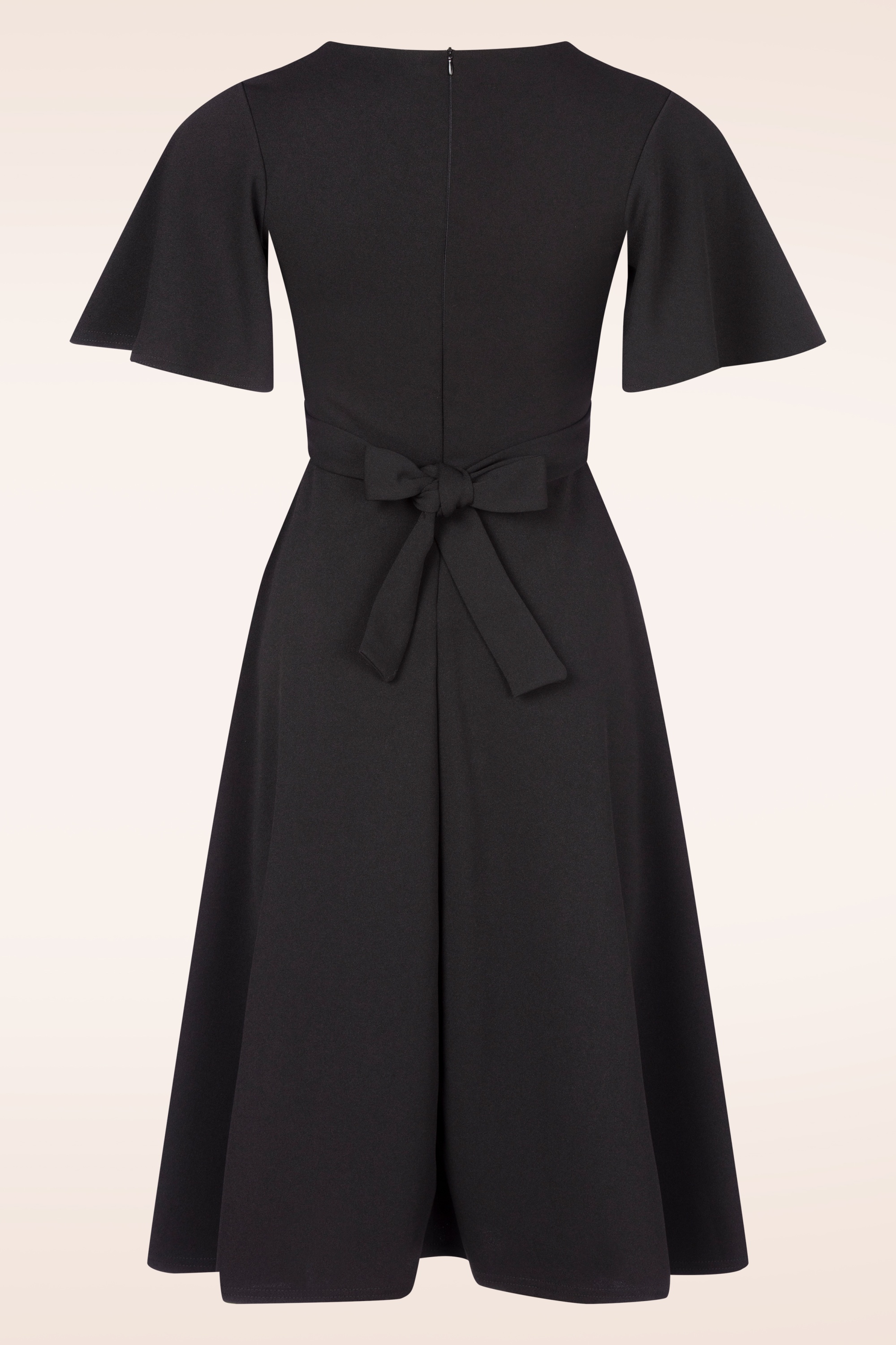 Vintage Chic for Topvintage - Brenda Schmetterlingsärmel Swingkleid in Schwarz 3