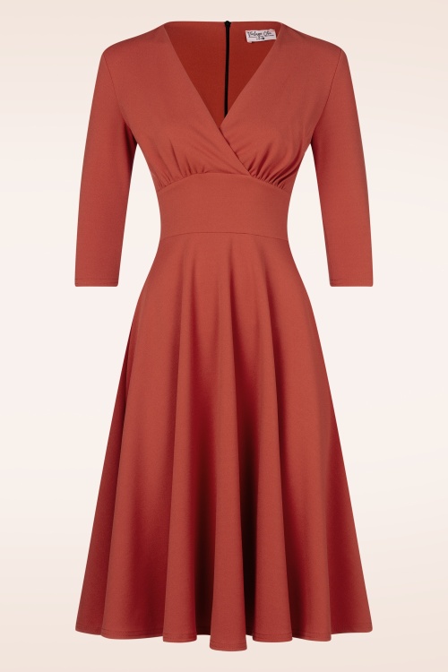 Vintage Chic for Topvintage - Caroline Swingkleid in Rostbraun