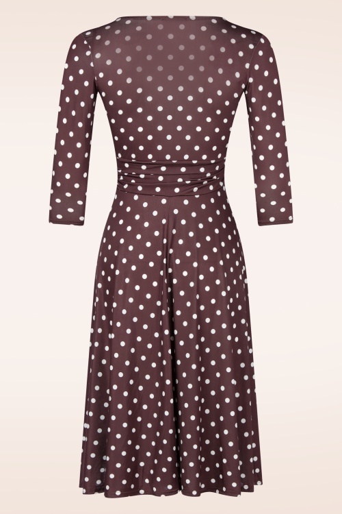 Vintage Chic for Topvintage - Aria Polka Dot Swingkleid in Braun 3