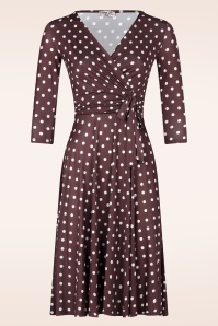 Vintage Chic for Topvintage - Aria Polka Dot Swingkleid in Braun