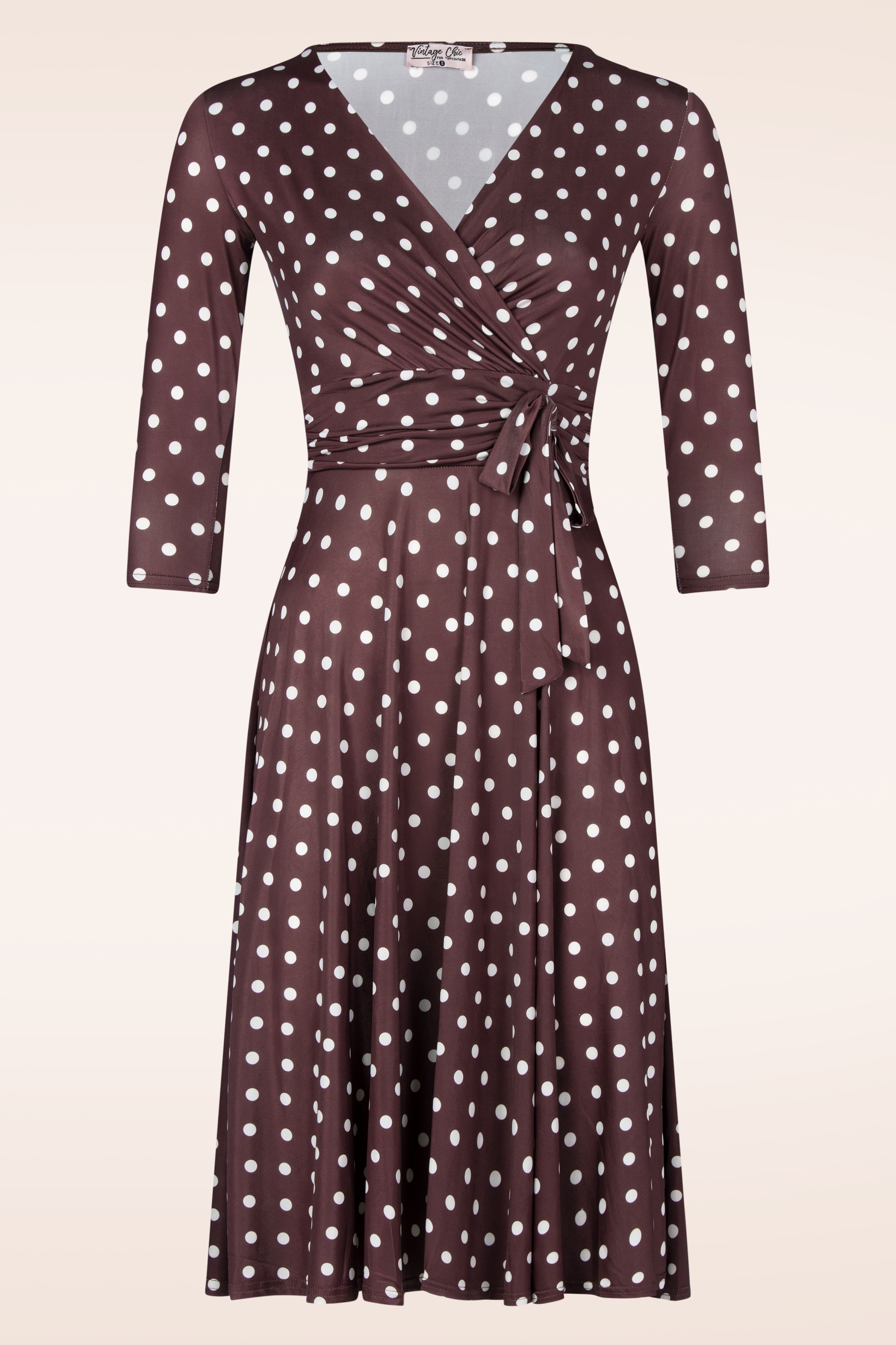 Vintage Chic for Topvintage - Aria Polka Dot Swingkleid in Braun