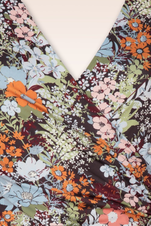 Vintage Chic for Topvintage - Colette Floral Swingkleid in Khaki und Multi 2