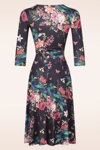 Vintage Chic for Topvintage - Aria Floral Swingkleid in Marineblau. 2