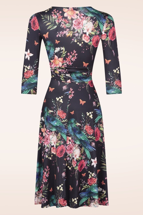 Vintage Chic for Topvintage - Aria Floral Swingkleid in Marineblau. 2