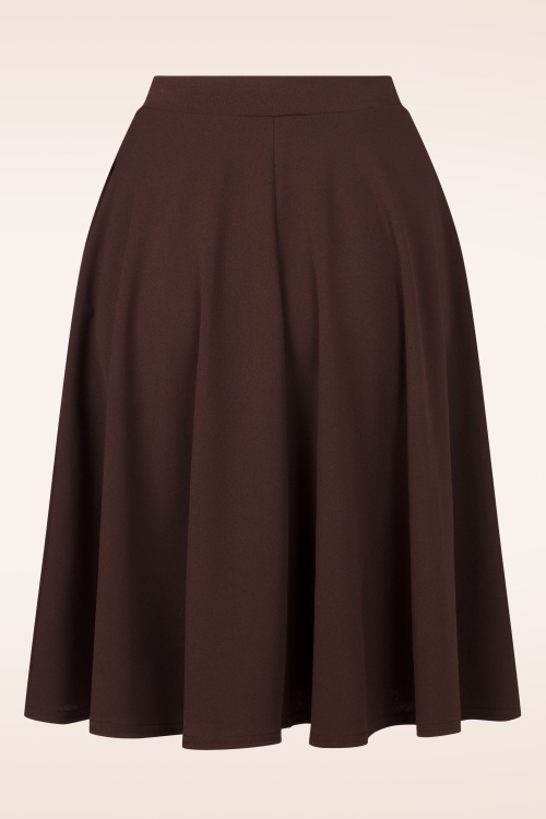 Vintage Chic for Topvintage - Jupe évasée Sheila en marron 2