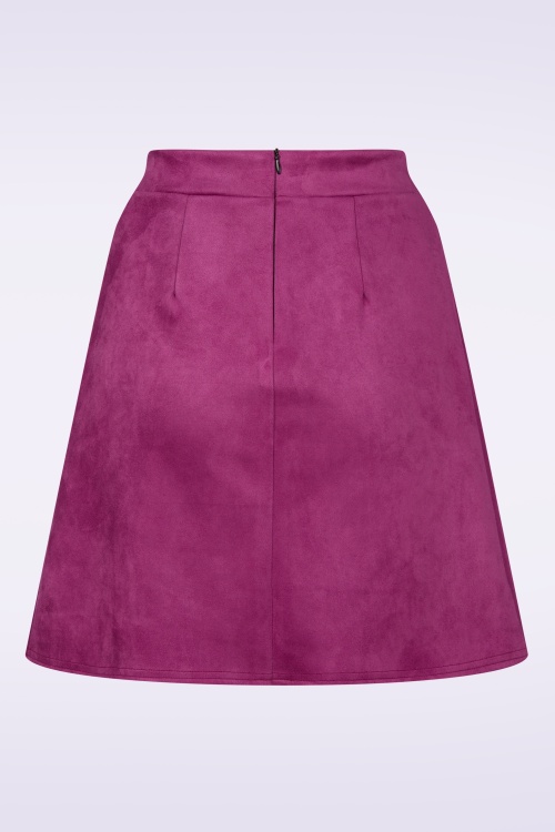 Vintage Chic for Topvintage - Jupe trapèze Edith en simili-daim violet 2