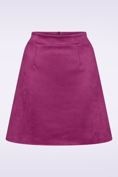 Vintage Chic for Topvintage - Jupe trapèze Edith en simili-daim violet